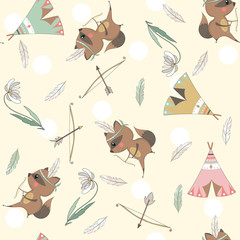 Seamless pattern with raccoons