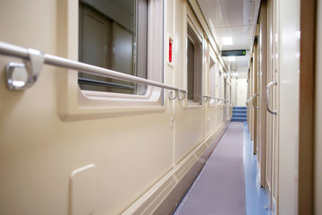 Corridor in the modern compartment car