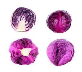 Purple cabbage isolated on white background