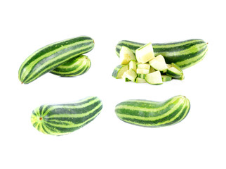 striped cucumber isolated on white background