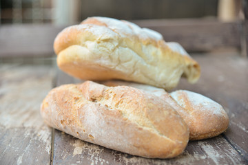 Fresh fragrant bread on the table.