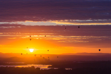 Spectacular  Hot Air Balloons Up In The Air In Canberra