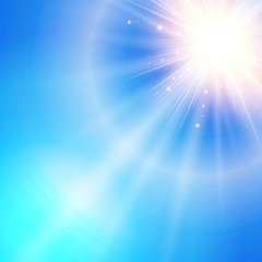 The sun shiny sunlight from the sky nature with lens flares vector