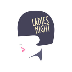 Vector minimalist illustration: ladies night poster. Great as sign, invitation cover template or cloth print.