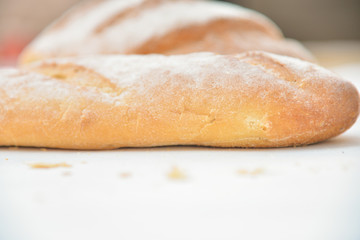 Fresh fragrant bread on the table.