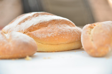 Fresh fragrant bread on the table.