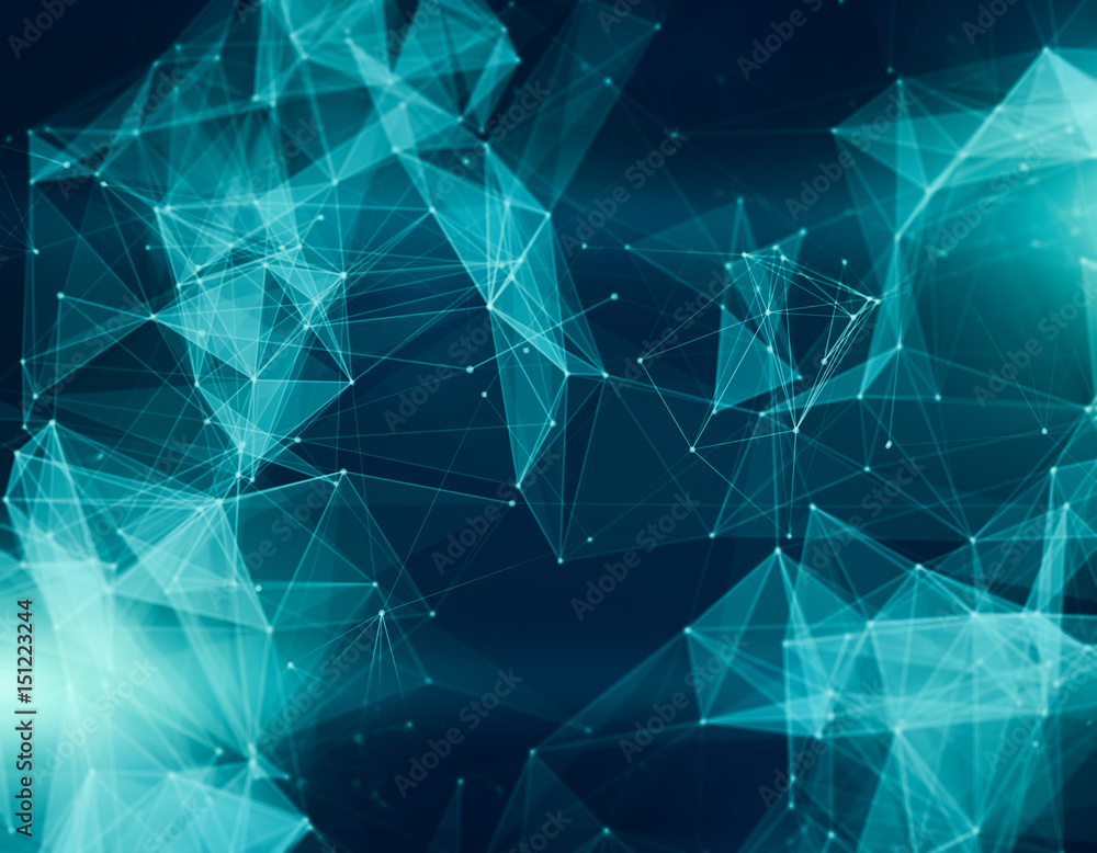 Poster polygonal space low poly background with triangles