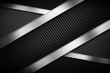 Three types of modern carbon fiber with polish metal plate