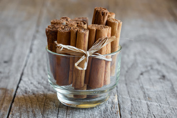 Cinnamon sticks in a glass