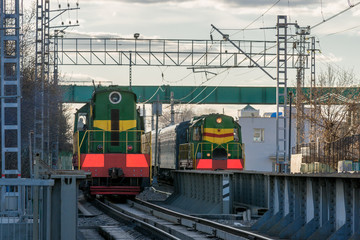 Diesel locomotive on railway