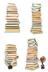 stack of different books on a white background