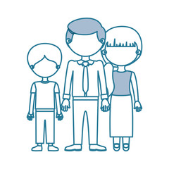 blue contour with color sections faceless family group in formal suit vector illustration