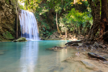 Fototapeta na wymiar third level of Erawan Waterfall
