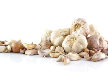 garlic on white background