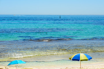 traumhafter Strand am Indischischen Ozean, atemberaubende Aussicht, Korallenküste, Westküste von...