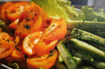 salad of tomatoes and cucumbers