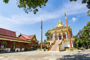 Exterior of Theravada buddhist temple Leu Pagoda located in Sihanoukville (Krong Preah Sihanouk), Cambodia