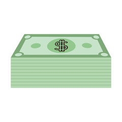 colorful silhouette with dollars bill stack vector illustration