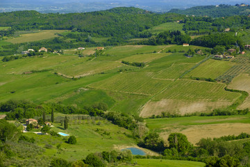 Fototapeta na wymiar Scenery near to Montepulciano, Tuscany. The area is part of the Val d'Orcia Italy Europe