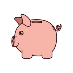 colorful silhouette of moneybox in shape of pig and black contour vector illustration
