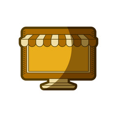 yellow aged silhouette of desktop computer online store vector illustration