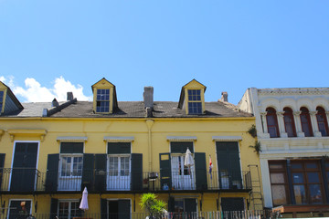 Colorful architecture in the French Quarter in New Orleans