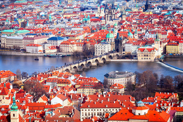 Fototapeta na wymiar A panoramic view of Prague by day, Czech Republic