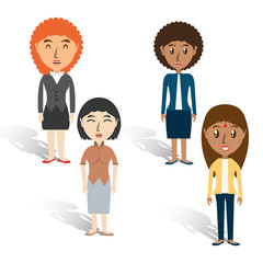Fototapeta premium set avatars women of different diversity over white background, vector illustration