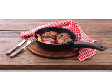 Lunch meat with vegetables, horizontally