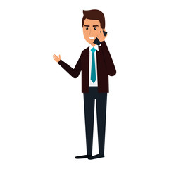 businessman with smartphone avatar character icon vector illustration design