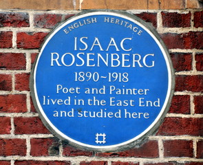 Gedenktafel am ehemaligen Wohnhaus des Malers und Dichters Isaac Rosenberg