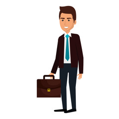 businessman with portfolio avatar character icon vector illustration design