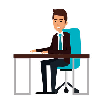 businessman in workplace avatar character icon vector illustration design