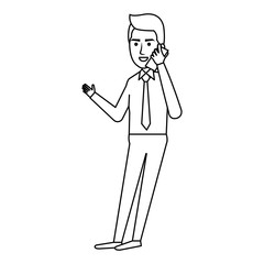 businessman with smartphone avatar character icon vector illustration design