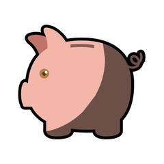 colorful silhouette of moneybox in shape of pig with half shadow vector illustration