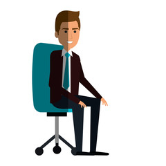 businessman in office chair avatar character icon vector illustration design