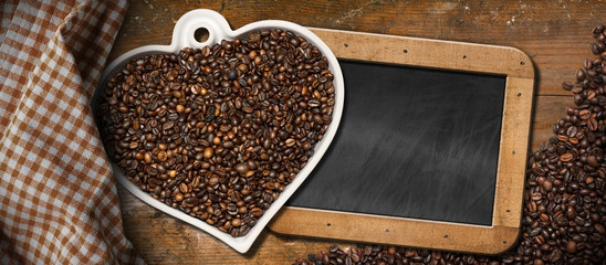 Coffee Beans - Heart Shaped Bowl - Blackboard