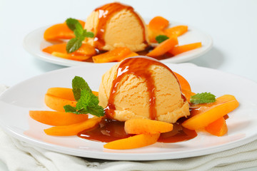 Apricot ice cream dessert