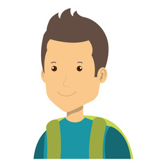 young man with school bag avatar character vector illustration design