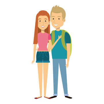 young couple avatar character vector illustration design