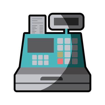 color silhouette with cash register with half shadow vector illustration