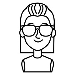 young woman with glasses avatar character vector illustration design