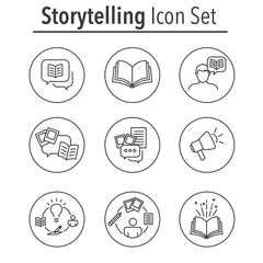 Storytelling Icon Set with Speech Bubbles