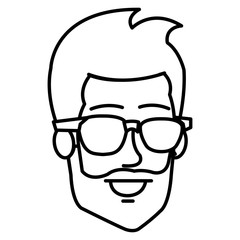 young man with glasses avatar character vector illustration design