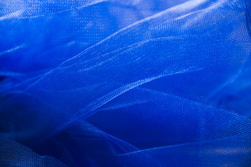 Blue mesh organza fabric abstract texture background