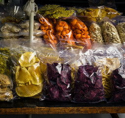 traditional snacks with various kind of cracker photo taken in Bogor Indonesia