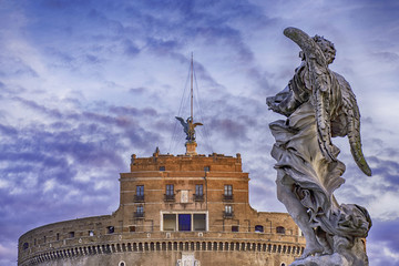 Statue on Castel Sant Angelo, Rome Italy
