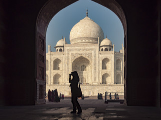 Fotograf, Tadź Mahal, Agra, Indie