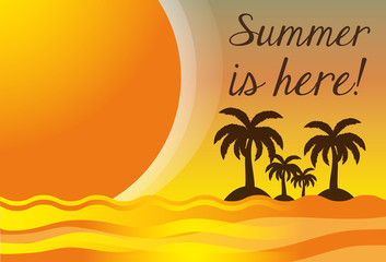 summer vacation in a beautiful sunny beach, vector illustration