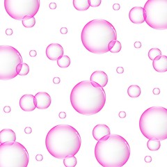 pink bubbles in the air background on isolated white